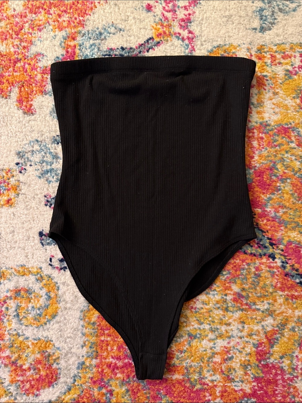 Forever 21 Black Ribbed Strapless Bodysuit